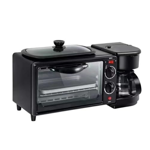 Quxxuol家の多機能コーヒーマシン、サンドイッチ朝食マシン、フル機能オーブン、クッキングマシン、トースター、タイミング機能を備えた3つのマルチファンクション、上部および低ヒーターの調整可能な温度制御により、高暖炉を隔離できます。 (ブラック)